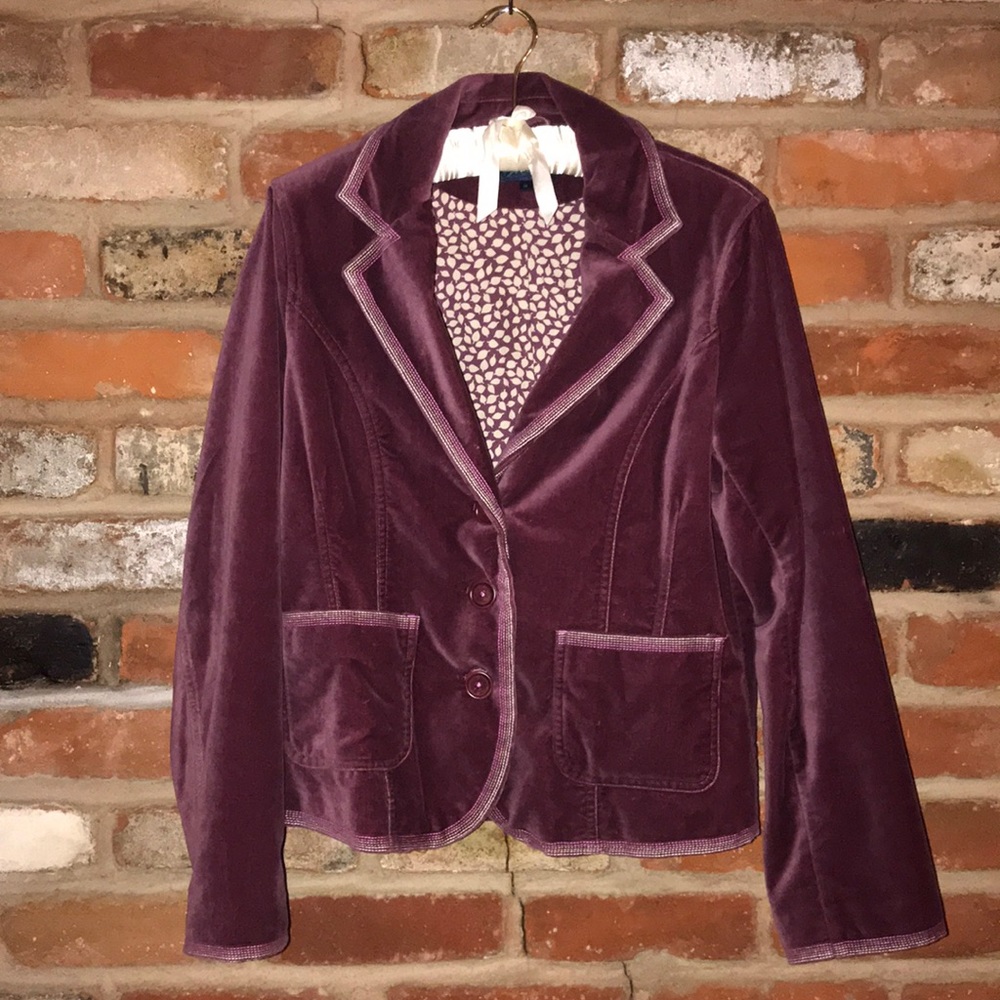 Boden Purple Velvet Blazer